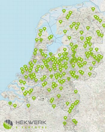 Overzicht geleverde plaatsen in België en Nederland Kaart waar geleverd in NL BE