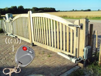 SW101 vleugelhekopener easyjack toepassing met afstandbediening SW101 vleugelhekopener easyjack toepassing met afstandbediening